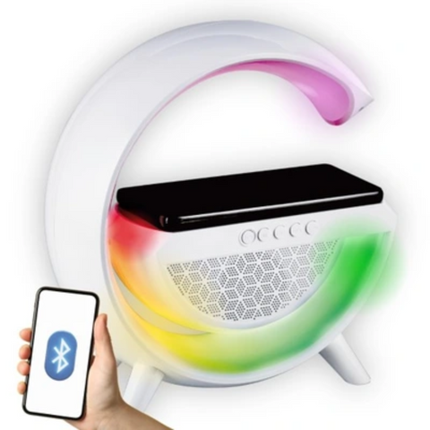 lampa led noptiera, lampa rgb incarcare wireless, lampa cu ceas, lampa radio cu ceas, lampa incarcare telefon, lampa led cu radio, lampa lumina led noptiera, lampa cu leduri colorate, lampa led bluetooth, led-box.ro