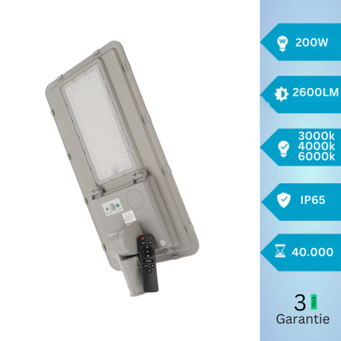 Lampa cu incarcare solara, telecomanda si senzor, 200w 2600 lm, led-box.ro