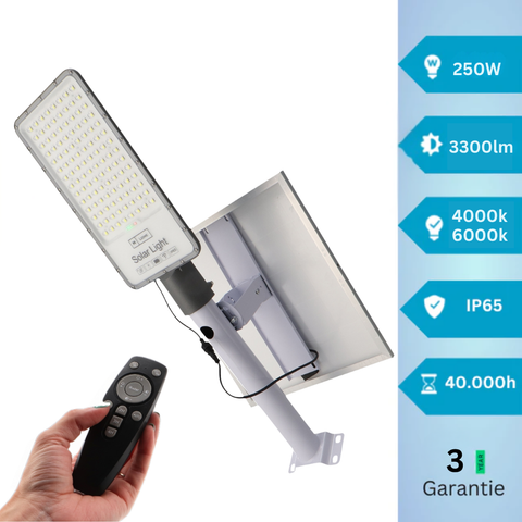lampa cu panou solar 250w, 3300 lumeni, telecomanda, 3 ani garantie, led-box.ro