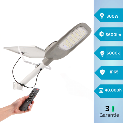 Lampa Solara 300w 3600lm cu lumina rece, ip65 cu garantie 3 ani pentru iluminat public, led-box.ro