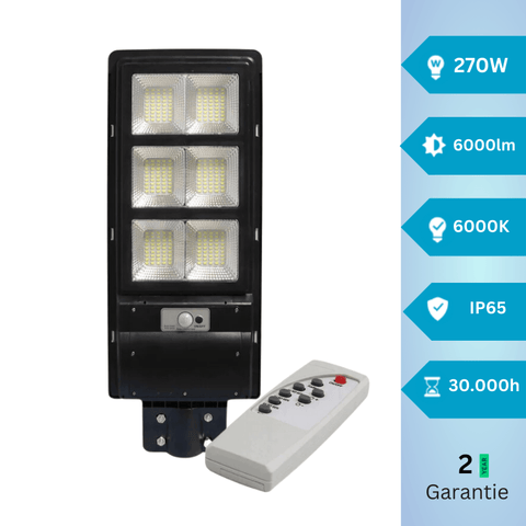 Lampa solara cu senzor 270W/6000lm IP65 6000K, telecomanda inclusa - led-box.ro