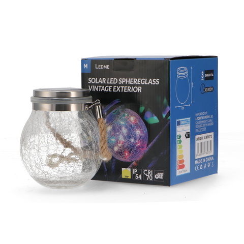 glob cu incarcare solara, sticla texturizata design vintage pentru exterior, led-box.ro