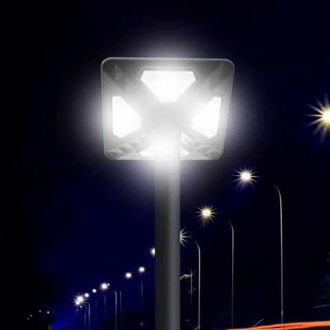 Lampă stradală solară LED 80W cu senzor de mișcare și telecomandă, led-box.ro