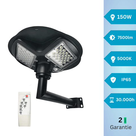 Lampa solara LED cu senzor si telecomanda, 150W/7500 lm, IP65 5000K - led-box.ro