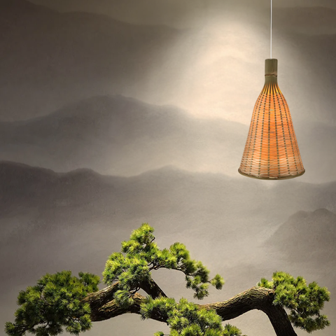 Pendul Mallorca ratan natural în decor modern organic
