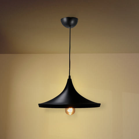 Lampă suspendată Vintage Lenn negru mat cu interior auriu aprins