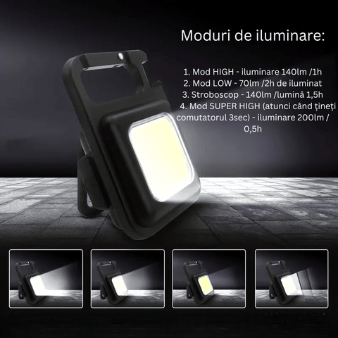 Lanterna breloc cu carabina,lanterna led camping, mini lanterna led, lanterne camping, lanterne reincarcabile- led-box.ro