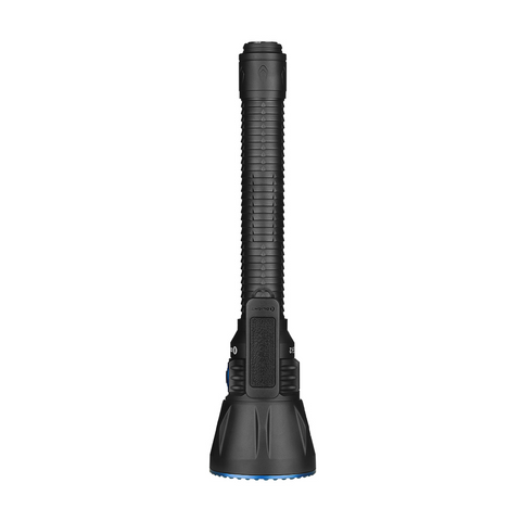 Prezentare frontală a lanternei Olight Javelot Turbo 2 de cloare neagra, led-box.ro
