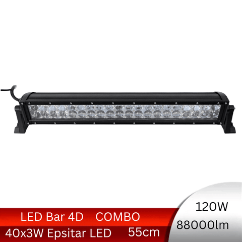 LED Bar Auto 4D 120W 8800lm, 55 cm, Combo Beam - led-box.ro