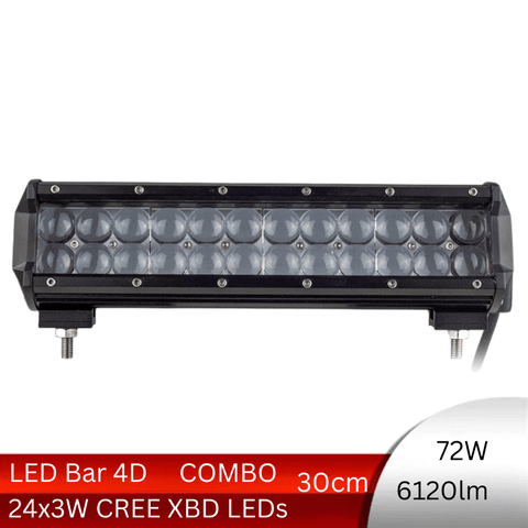 LED Bar Auto 4D 72W 6120lm, 30 cm, Combo Beam 12/60 - led-box.ro