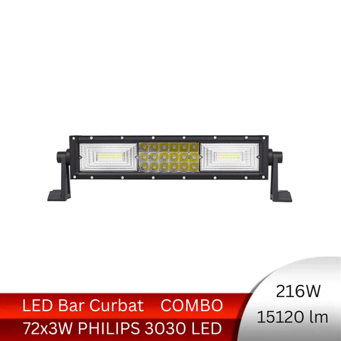 LED Bar auto curbat 216W/15.120lm, 34.2 cm, Combo Beam - led-box.ro