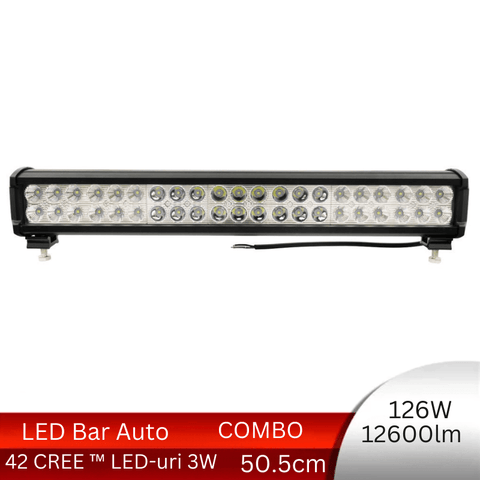 bara led auto, led bar auto combo, led bar auto 126w, ledbar 12-24v, bara led auto masini teren, bara led auto offroad, ledbar 12600lm, ledbar auto 50cm, led-box.ro