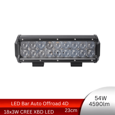 LED Bar Auto Offroad 4D, 54W/4590lm, 23 cm, Spot Beam - led-box.ro