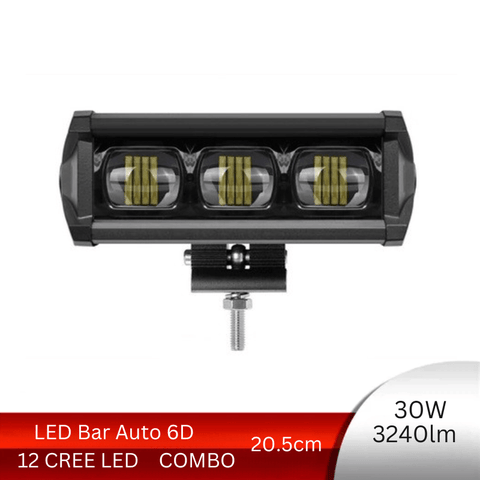 LED Bar Auto Offroad 6D, 30W/3240lm, 20.5 cm, Combo Beam - led-box.ro