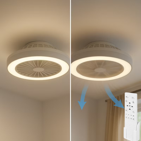 Ventilatorul integrat al plafonierei KLEO în funcțiune