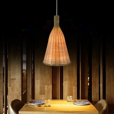 Pendul Mallorca Boho cu textură ratan împletit manual