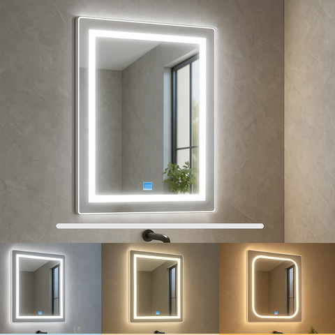 Oglindă dreptunghiulară cu lumină LED integrată