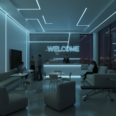 Neon FLEX 24V Albastru Deschis IP65 pentru mobilier