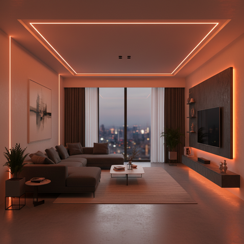 Neon FLEX Portocaliu 24V montat pe contur arhitectural