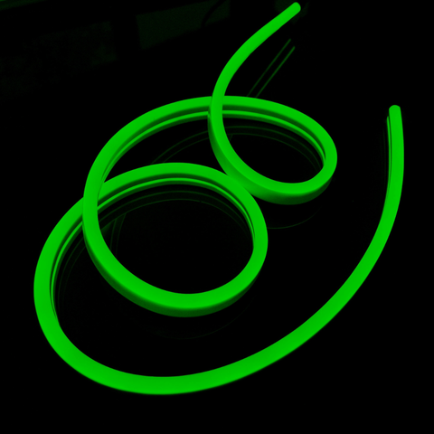 Neon FLEX LED Verde montat pe fațadă modernă