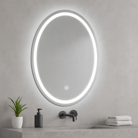 Oglindă Baie LED Ovală 50×70 cm cu iluminare perimetrală 3CCT