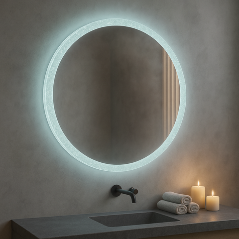 Oglindă baie cu iluminare LED perimetrală transparentă
