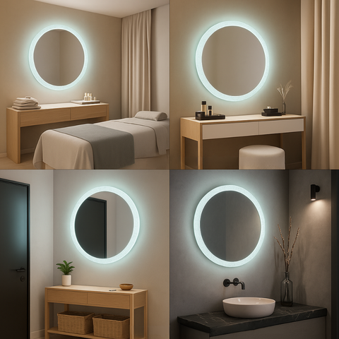 Oglindă iluminată LED transparentă IP44 pentru baie modernă