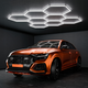 Corp de iluminat LED honeycomb, 8 module hexagonale, utilizat într-un showroom auto, led-box.ro