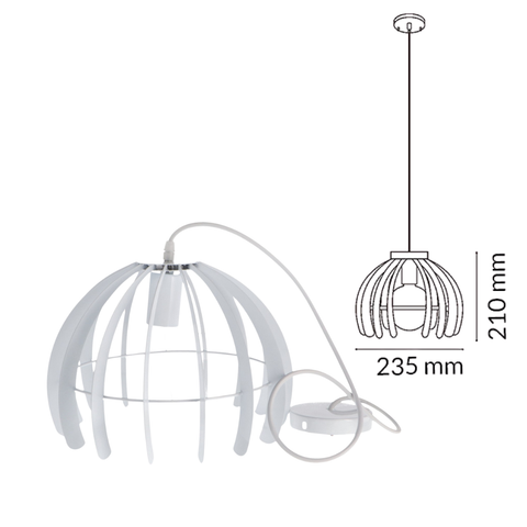 Lampă suspendată albă pentru dining Trang White dimensiuni
