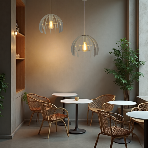 Pendul alb mat stil minimalist montat pe tavan