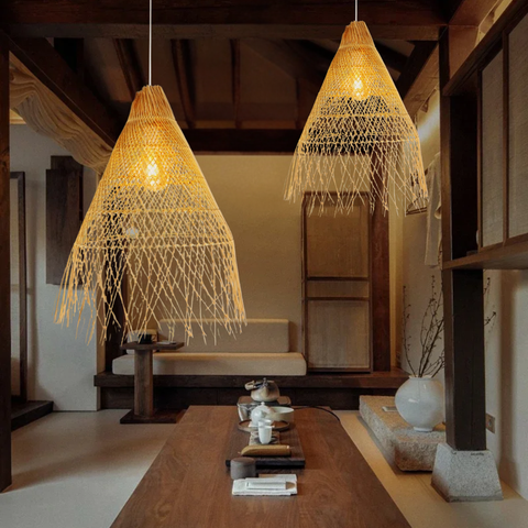 Pendul Ibiza Ø430 mm ratan natural aprins