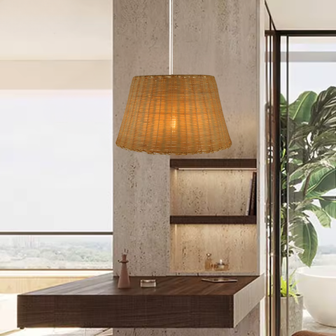 Lampă Sicilia boho aprinsă în amenajare interior