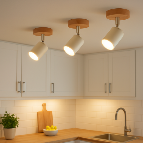 Detaliu aplica WOOD alb mat pentru tavan