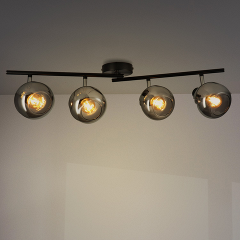 Plafonieră modernă Seria Glass cu 4 spoturi E14, negru