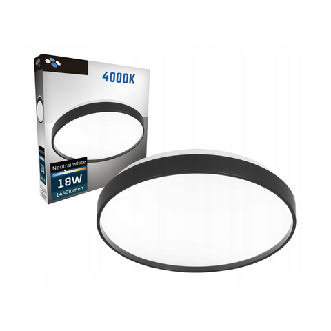 Plafoniera LED FILO 18W rotundă montată pe tavan negru mat
