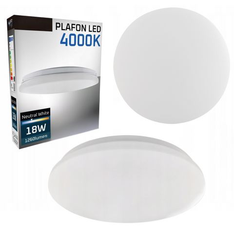 Plafonieră LED 18W alb neutru 4000K montată pe tavan
