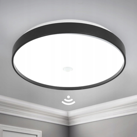 Vedere frontală plafoniera LED rotundă Ø340mm cu senzor microval

