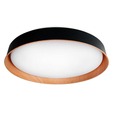 Plafonieră LED 3CCT negru cu lemn Ø400mm
