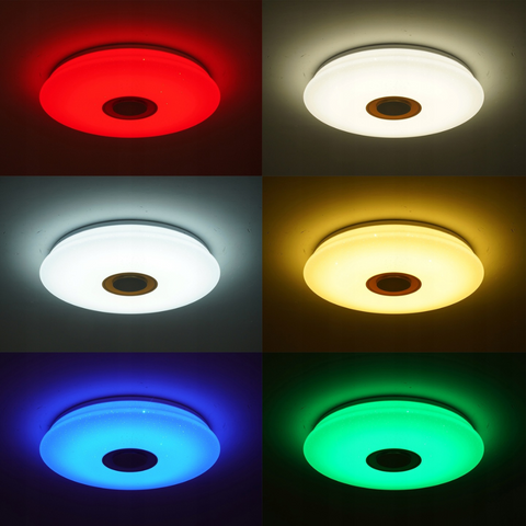 Plafonieră LED pentru dormitor cu boxă Bluetooth integrată