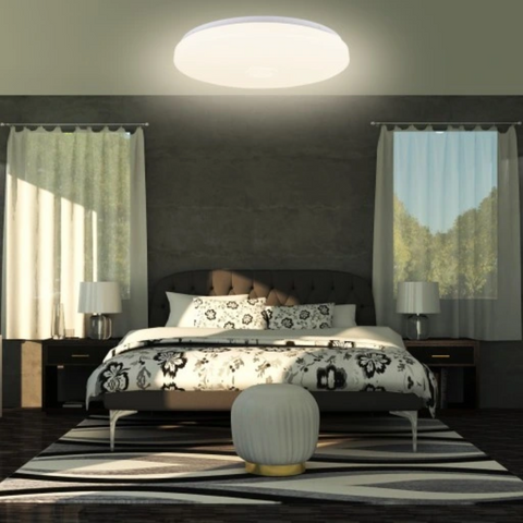 Plafonieră LED rotundă cu design modern și difuzor audio integrat