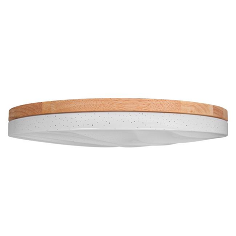 Plafonieră LED 3CCT în decor contemporan cu lemn
