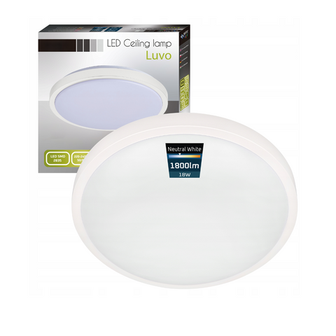 Plafonieră LED rotundă Luvo 18W albă Ø275mm IP44 montată pe tavan

