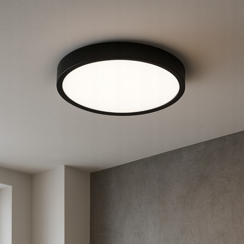 plafoniera led moderna slim 24w negru mat 4000k