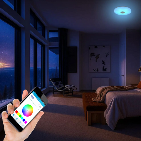 Plafonieră LED rotundă 72W cu lumină albă reglabilă și RGB colorat
