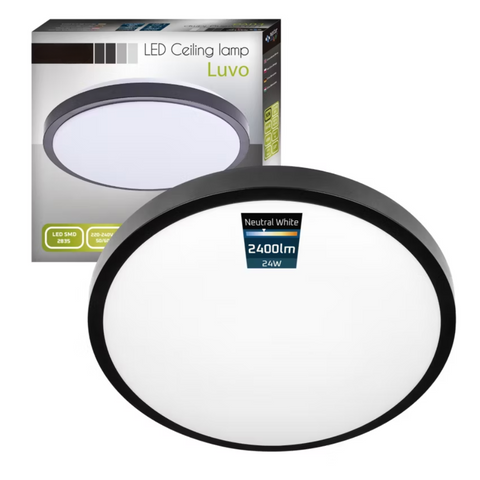 plafoniera led rotunda neagra luvo 24w Ø325mm ip44