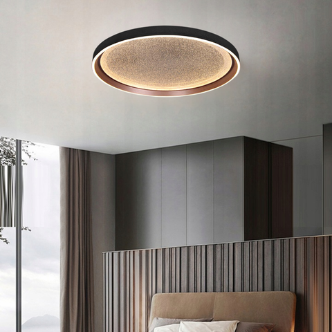 plafoniera led smart tuya, negru/auriu pentru living modern