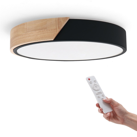 Plafonieră LED rotundă Wood 24W finisaj negru elegant