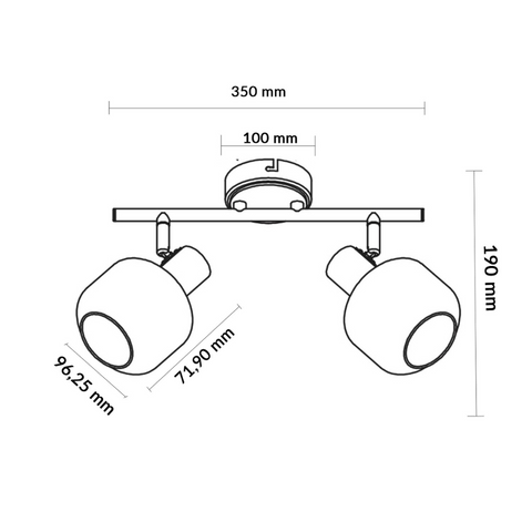 Lampă de tavan modernă 2xE14, metal și sticlă, design elegant