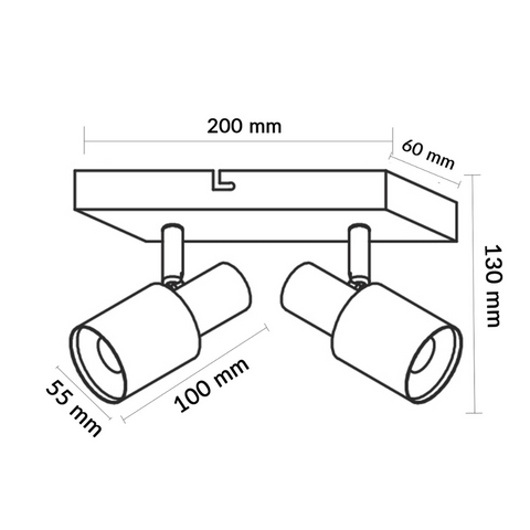 Lampă de tavan modernă cu 2 spoturi GU10, metal negru