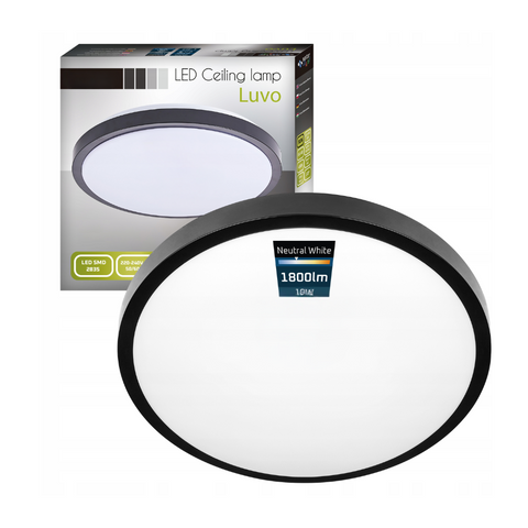 Plafonieră LED rotundă Luvo 18W negru Ø275mm IP44 montată pe tavan

